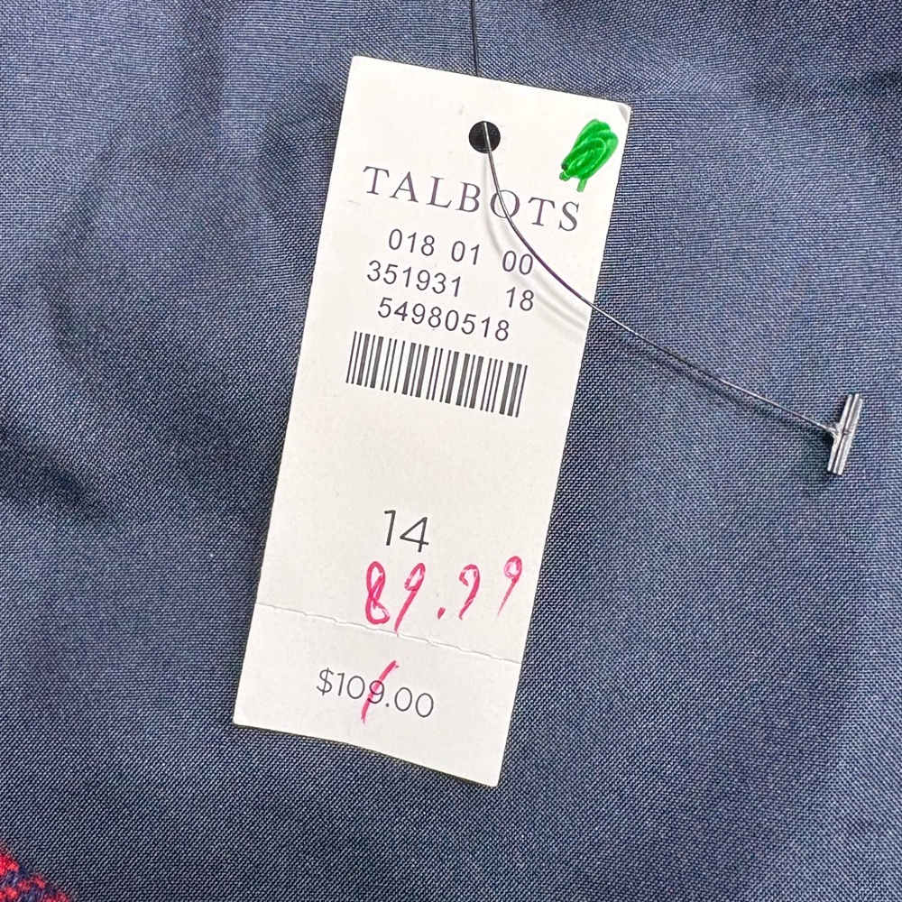 Talbots Green & Blue Plaid Pencil Skirt Wool Blend 14 NWT - Picture 8 of 10